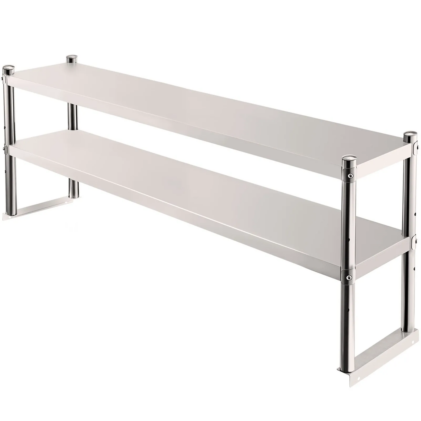 VEVOR Double Overshelf, Double Tier Stainless Steel Overshelf, 60 in. Length x 12 in. Width Double Deck Overshelf,-$80