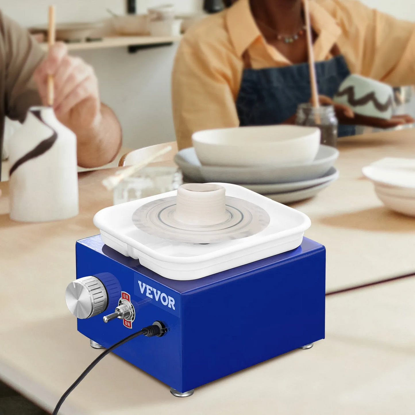 VEVOR Mini Pottery Wheel, 2 Turntables 2.6in / 3.9in Ceramic Wheel Forming Machine, Adjustable 0-300RPM,-$35