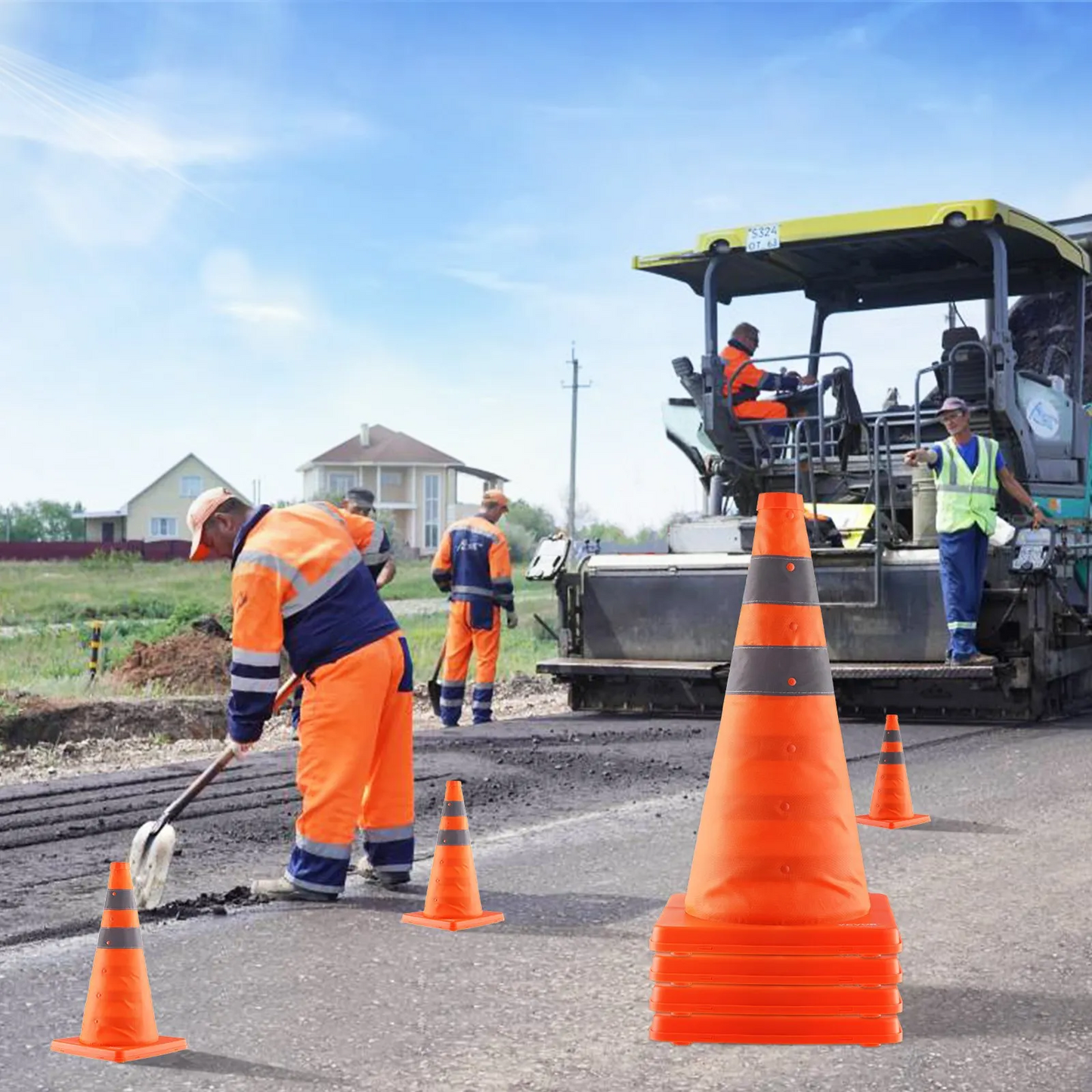 VEVOR Safety Cones, 4 Pack 18 inch Collapsible Traffic Cones, Construction Cones with Reflective Collars,-$25