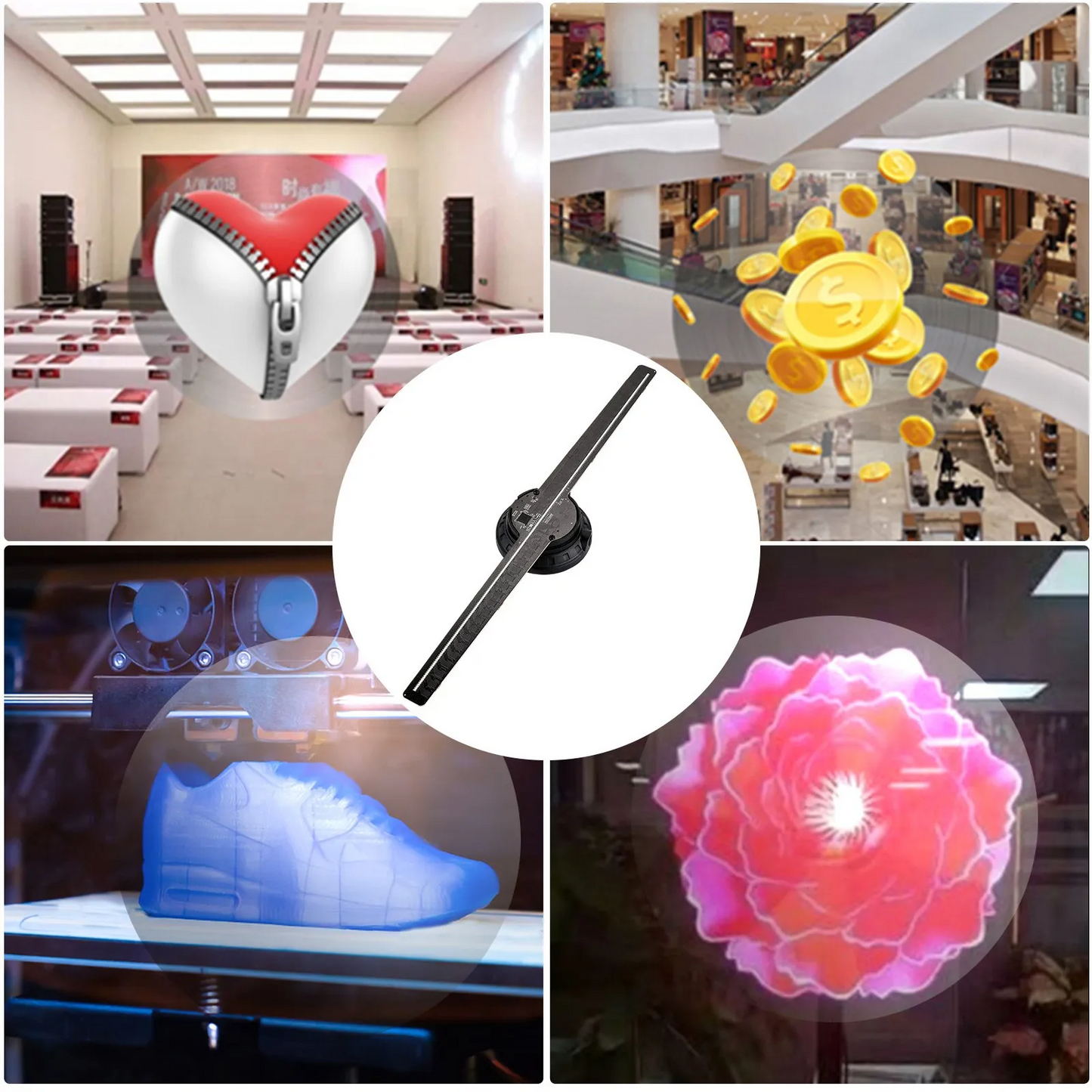 VEVOR 3D Holographic Fan 16.5Inch Hologram Fan with 224 Led Beads Holographic Projector Fan,-$50