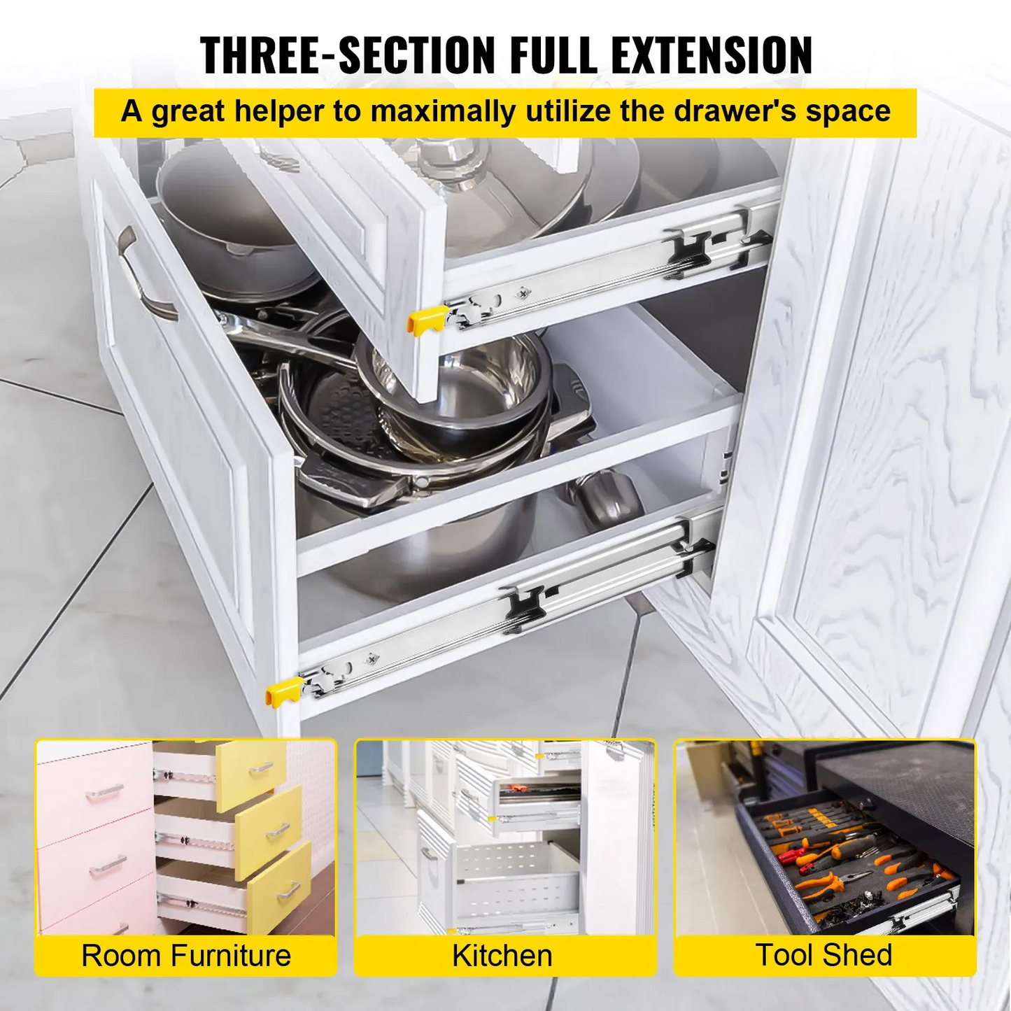 VEVOR Drawer Slides Heavy Duty Drawer Slides 28" Cold-rolled Steel 250lbs Load,-$30