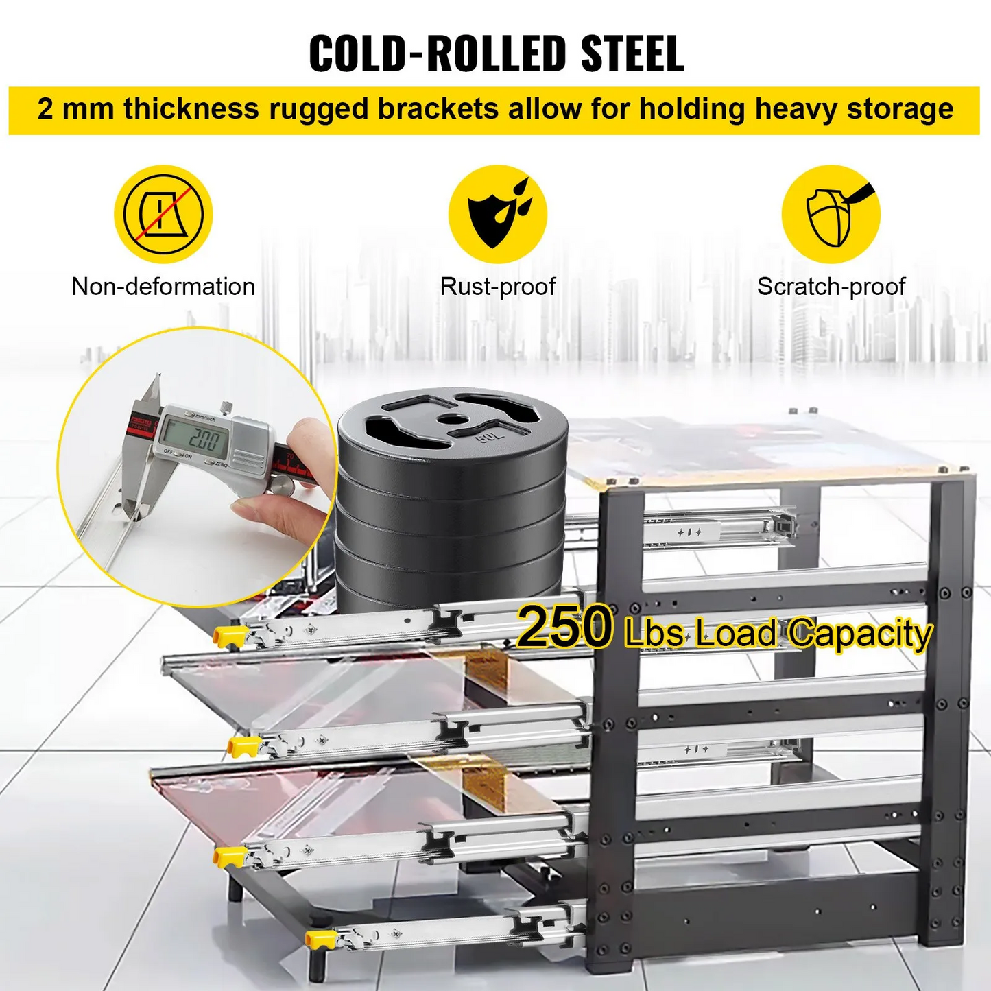 VEVOR Drawer Slides Heavy Duty Drawer Slides 28" Cold-rolled Steel 250lbs Load,-$30