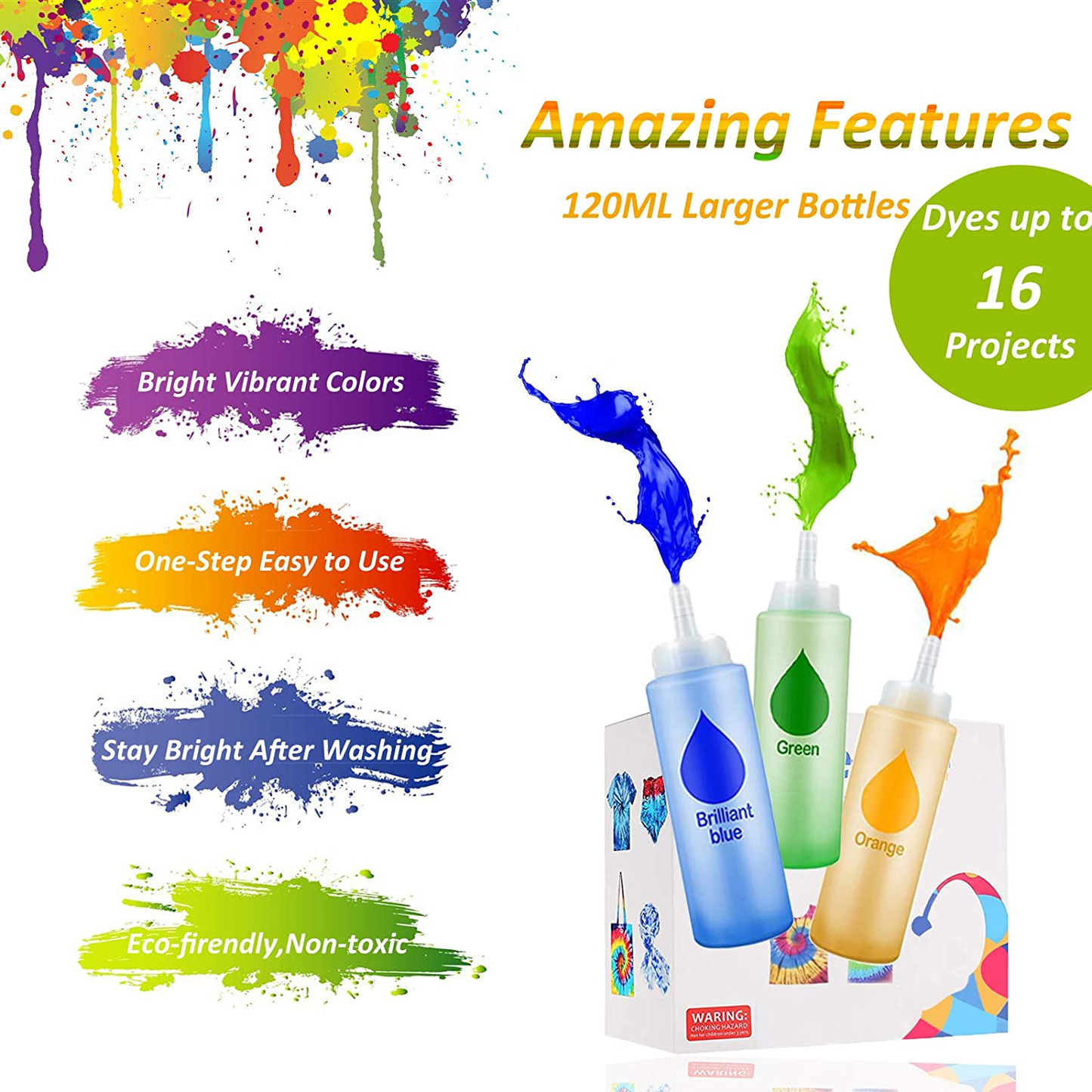 Brand new DIY Tie Dye Kit, 8 Colors One Step Art Craft Set ,Creative Group Activities -$13