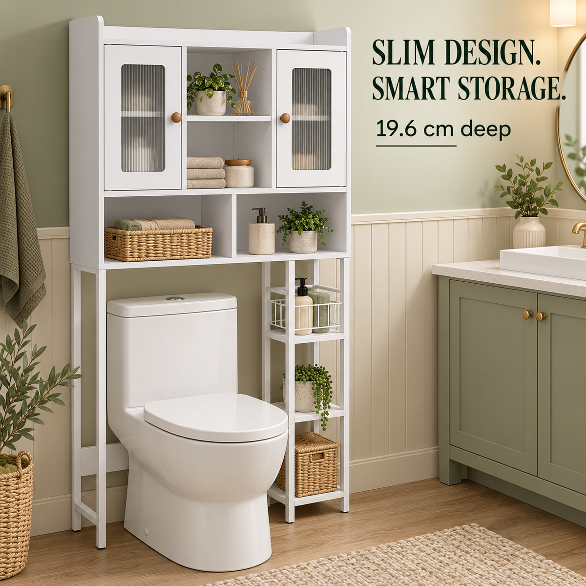 Brand New – Fully Assembled Over-the-Toilet Storage Cabinet – White -$120