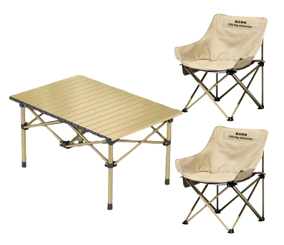 BNIB-Outdoor Folding Table and Chairs, Convenient Picnic and Camping Set, 1 Table + 2 Chairs