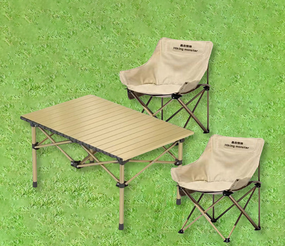 BNIB-Outdoor Folding Table and Chairs, Convenient Picnic and Camping Set, 1 Table + 2 Chairs