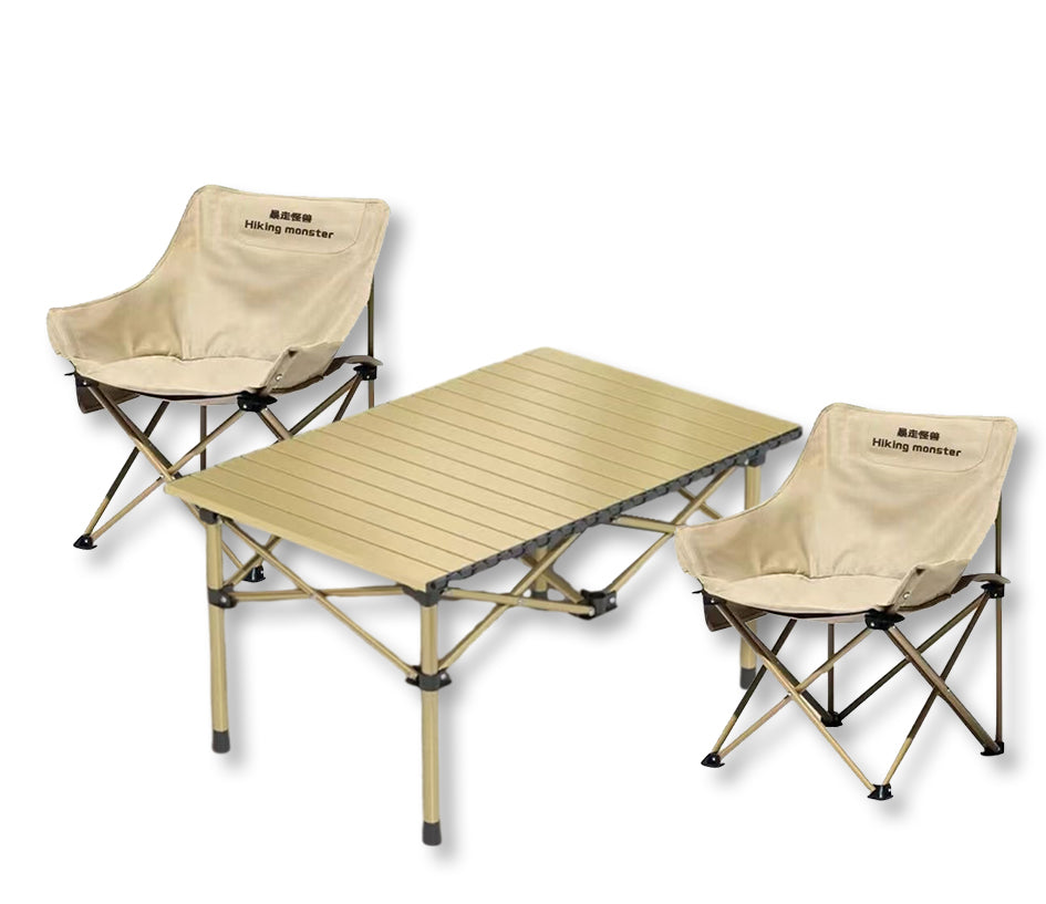 BNIB-Outdoor Folding Table and Chairs, Convenient Picnic and Camping Set, 1 Table + 2 Chairs