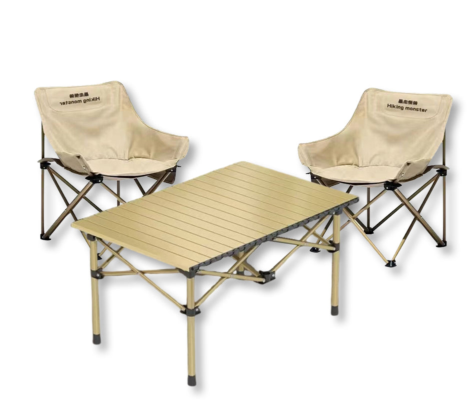 BNIB-Outdoor Folding Table and Chairs, Convenient Picnic and Camping Set, 1 Table + 2 Chairs