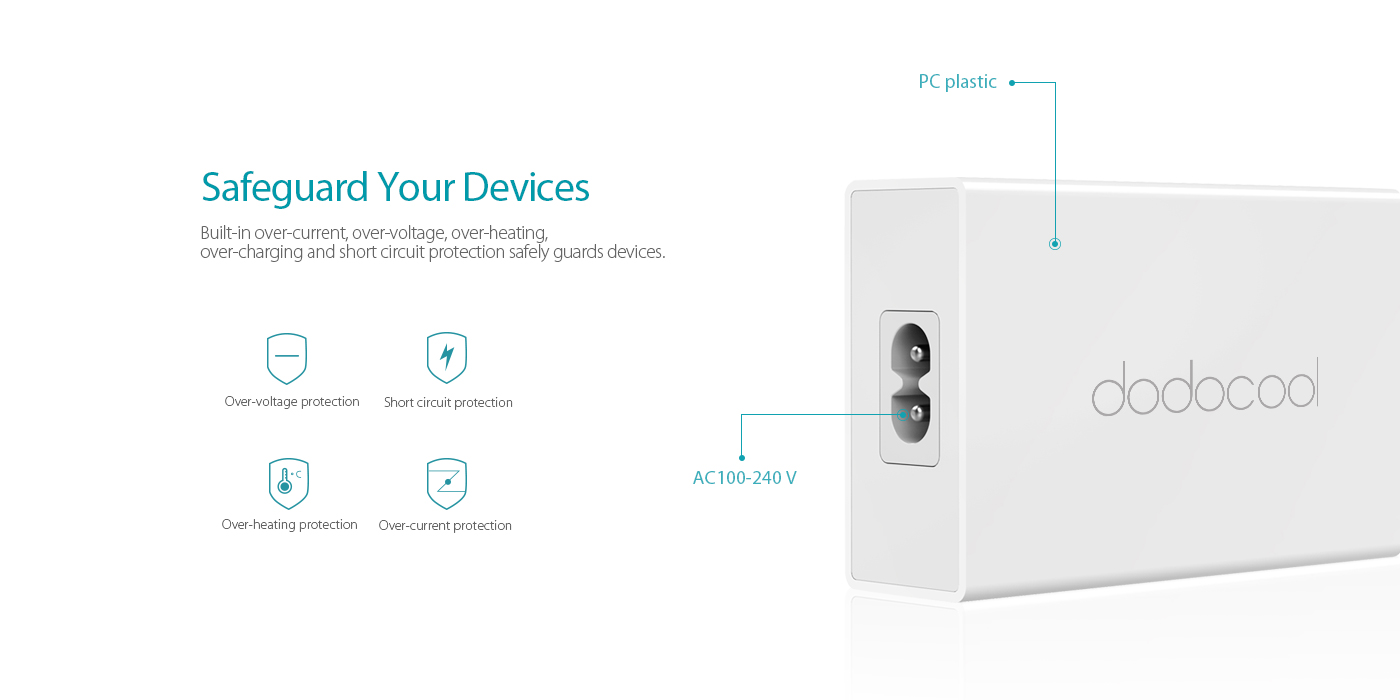 BNIB- 65W 5-Port USB Charging Station,Each USB output is up to 5V 2.4A. Total USB output is up to 5V 8A
