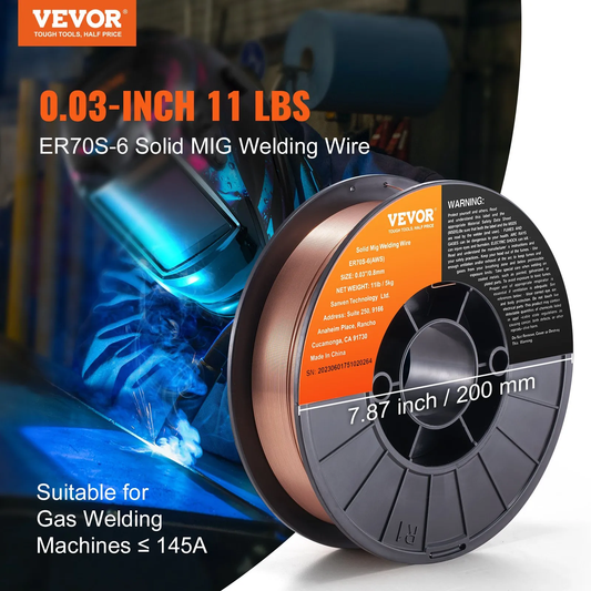 VEVOR Solid MIG Welding Wire, ER70S-6 0.030-inch 11LBS with Low Splatter and High Levels of Deoxidizers
