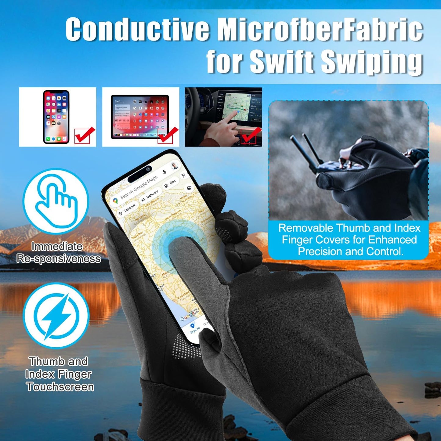 BNIB-Winter Touch Screen Gloves: Thermal Gloves for Men and Women - Thin Warm Waterproof Gloves