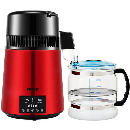 VEVOR Water Distiller, 1 L/H, 4L Distilled Water Maker w/ 0-99 H Timing, 750W Countertop Water Purifier,-$90