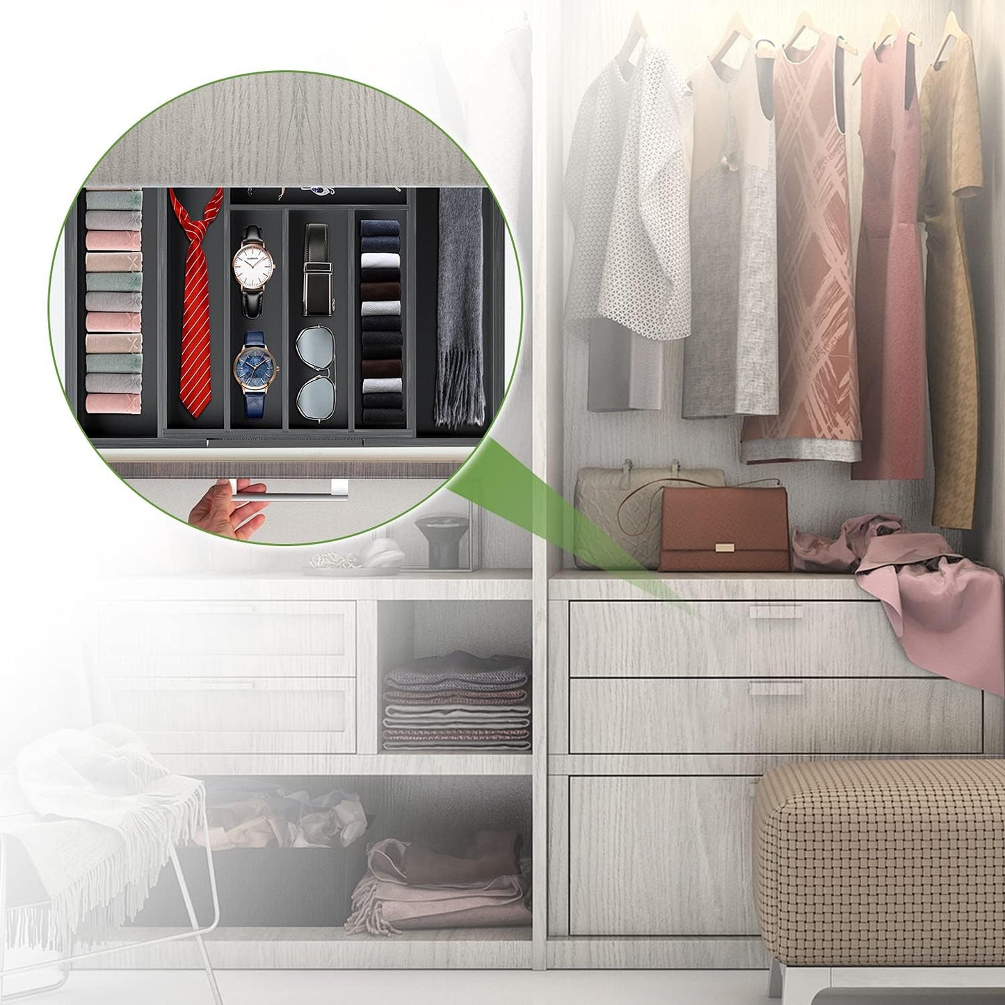 BNIB-Bamboo Expandable Drawer Organizer for Utensils Holder, Adjustable Cutlery Tray, (Black)-$20