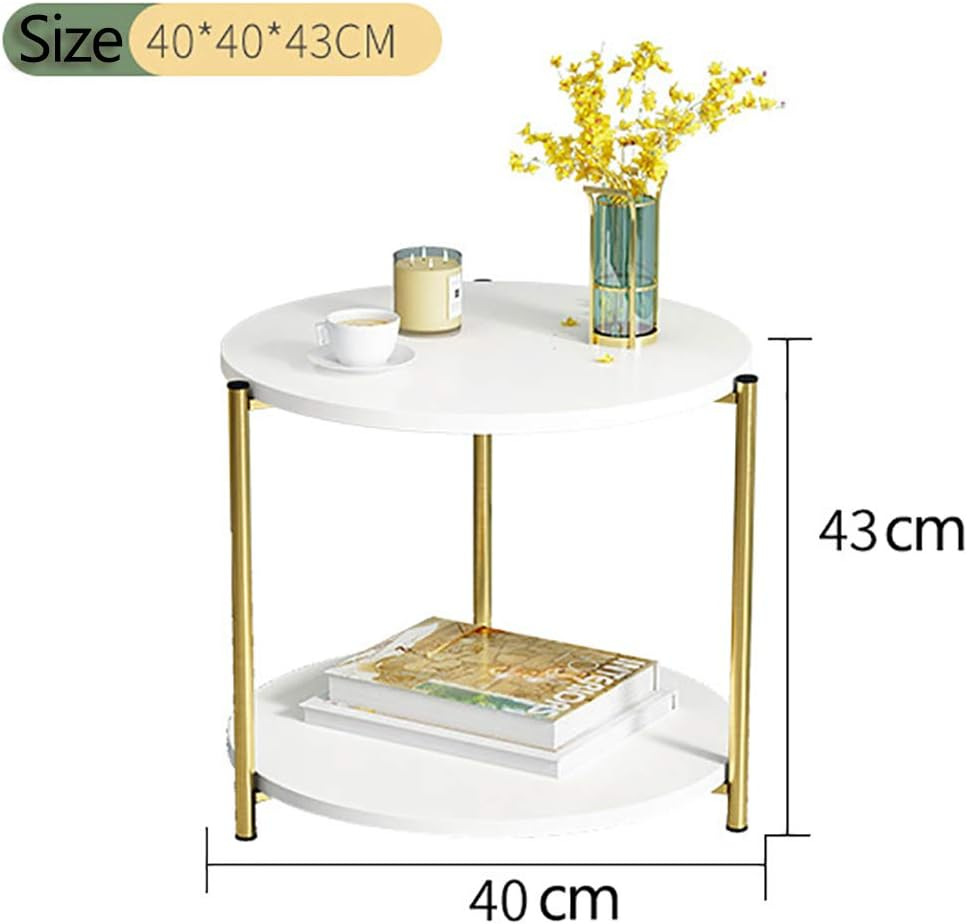 BNIB -Coffee table Modern sofa side table simple MDF Wood Top & Golden Metal Frame