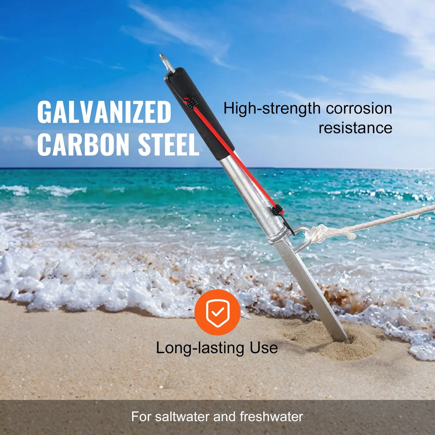 VEVOR Sand Spike Boat Anchor Pole, 36" Galvanized Carbon Steel Slide Anchor Shore Spike,-$35