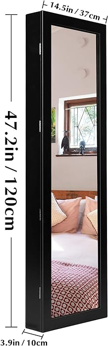 Brand New-Jewelry Closet Lockable Jewelry Cabinet Wall / Door Mounted Jewelry Organizer - Black,