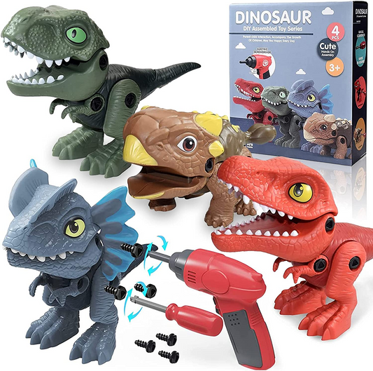 Brand New Construction Dinosaur Toys DIY Tool Set with Electric Drill, 4 Packs