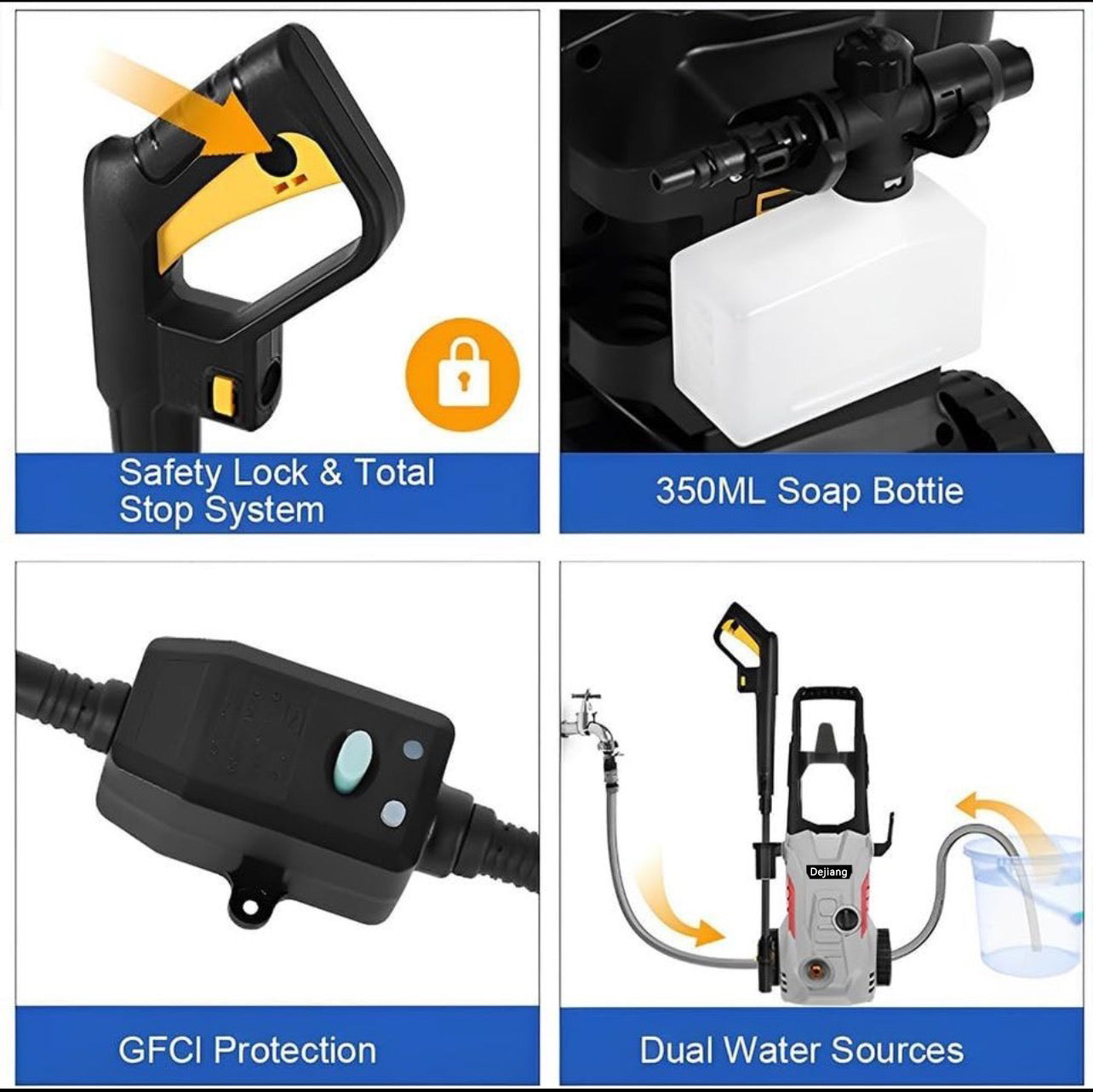 BNIB-Dejiang High ppressure Washer, mobile standing water pump, dynamic power 1600W