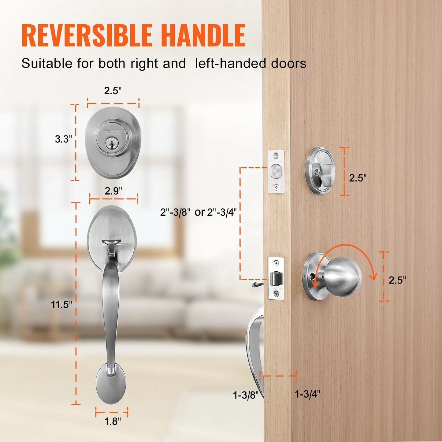 VEVOR Front Door Handle and Deadbolt Set, Satin Nickel Front Door Lock Set with Interior Knob,-$35