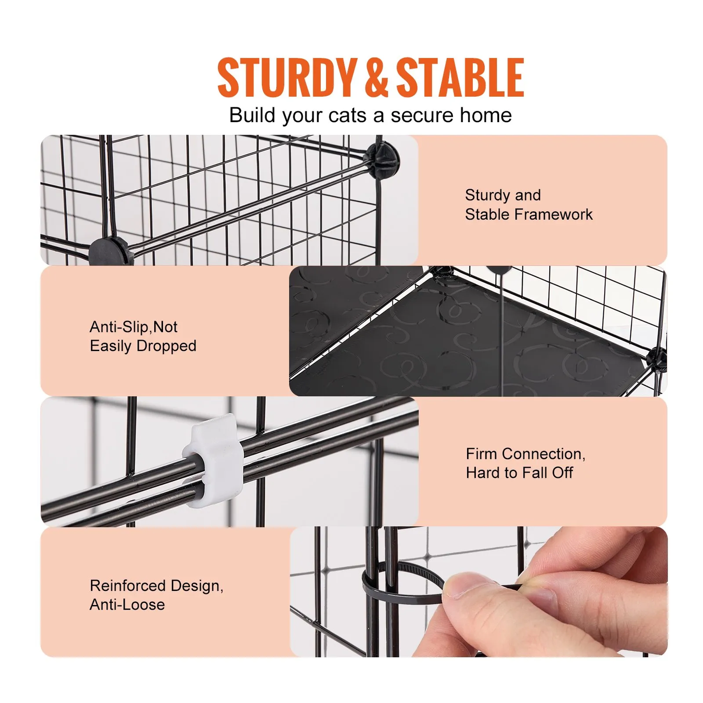 VEVOR Large 4-tier Cat Cage,Detachable Metal Wire,with 5 Front Doors Hammock Ramp ladders,-$130