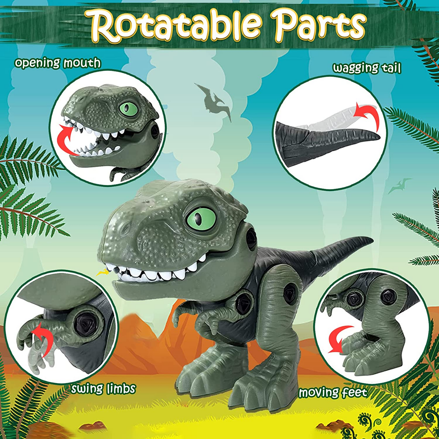Brand New Construction Dinosaur Toys DIY Tool Set with Electric Drill, 4 Packs