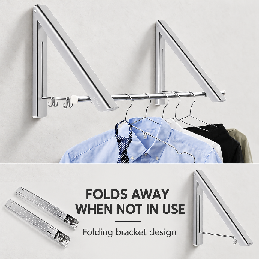 Folding Wall Mounted Clothes Hanger/Clothes Hanging System for Space Saving * 2 Packs
