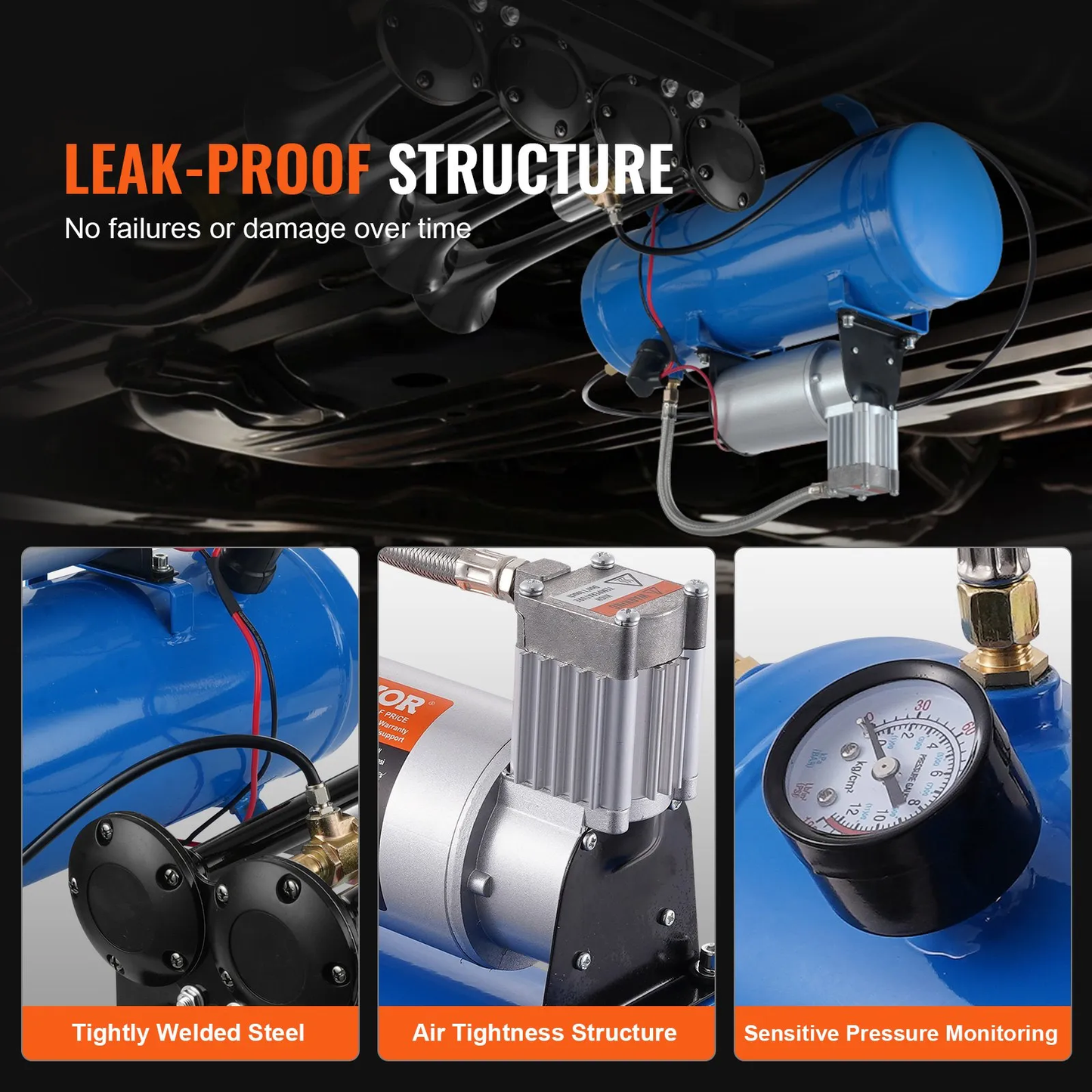 VEVOR 12V Air Compressor with Tank 1.6 Gallon/6 L, Train Horn Air Compressor, 120 psi Working Pressure,-$70