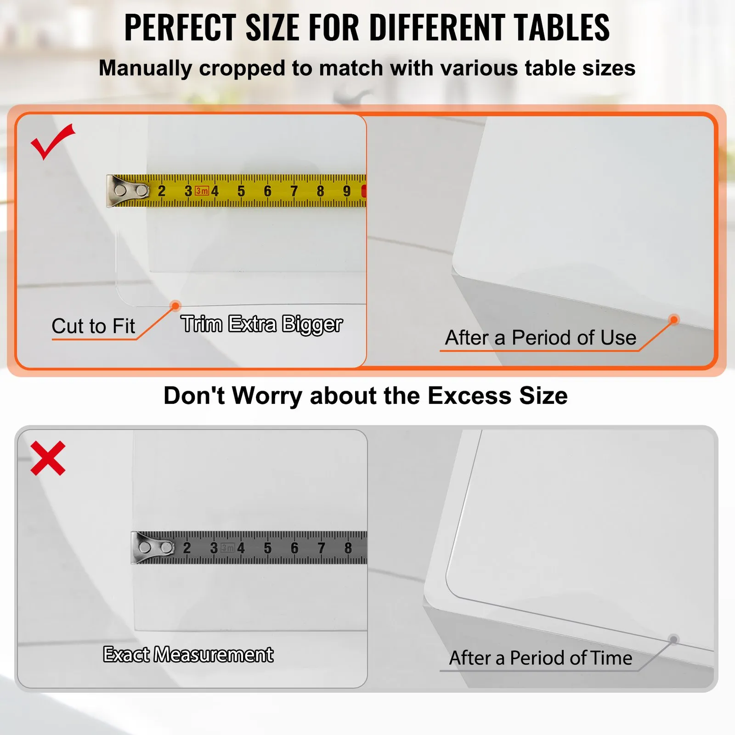 VEVOR Plastic Table Cover, 46"x72"x0.06", Transparent PVC Table Protector, Rectangle Clear Desk Mat,-$30