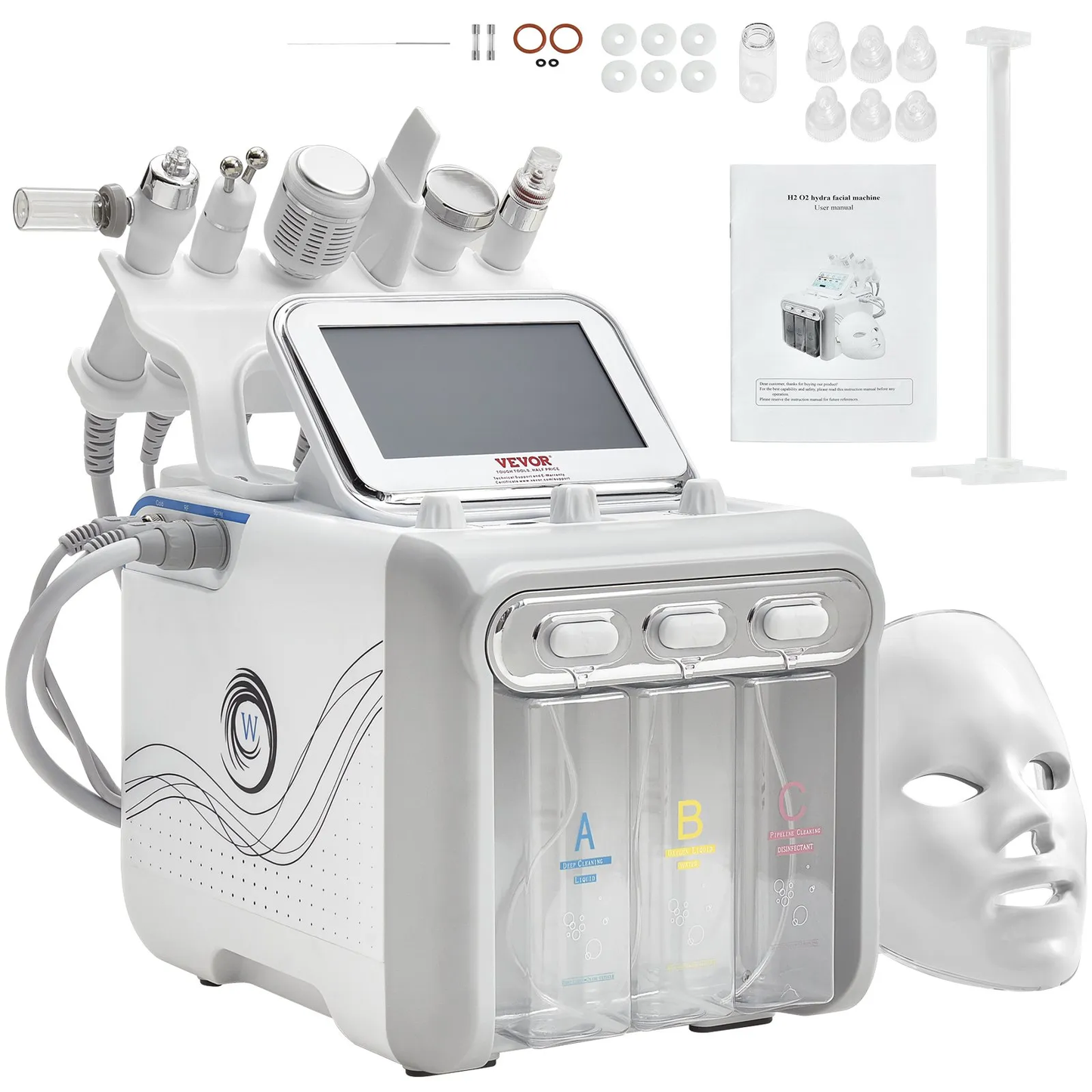 VEVOR 7 in 1 Hydrogen Oxygen Facial Machine, Professional Hydrafacial Machine for Spa with 7-inch LCD