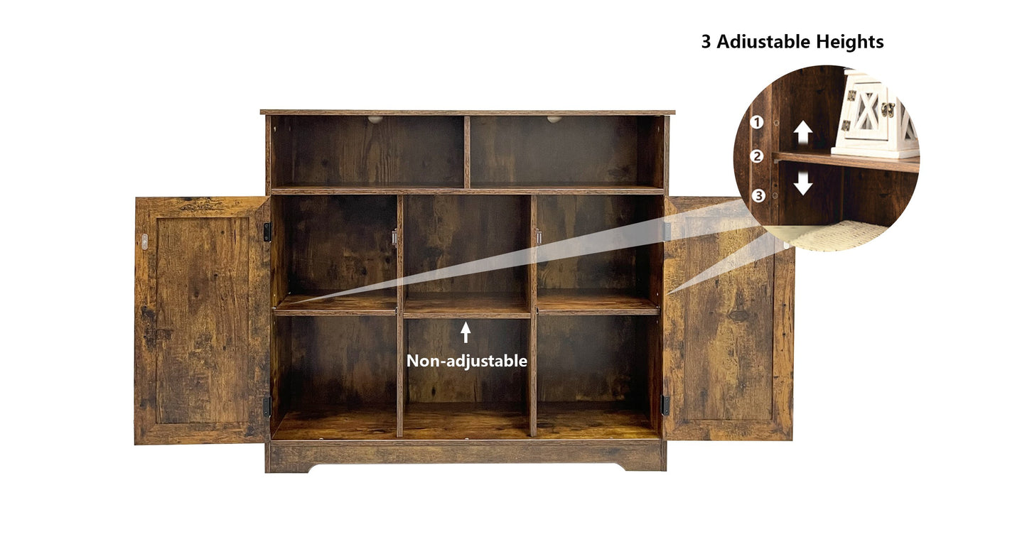 BNIB-Storage Cabinet w/2 Door, 4 -compartment, Adjustable Shelf, F/Living Room,Bedroom,Kitchen,Bathroom