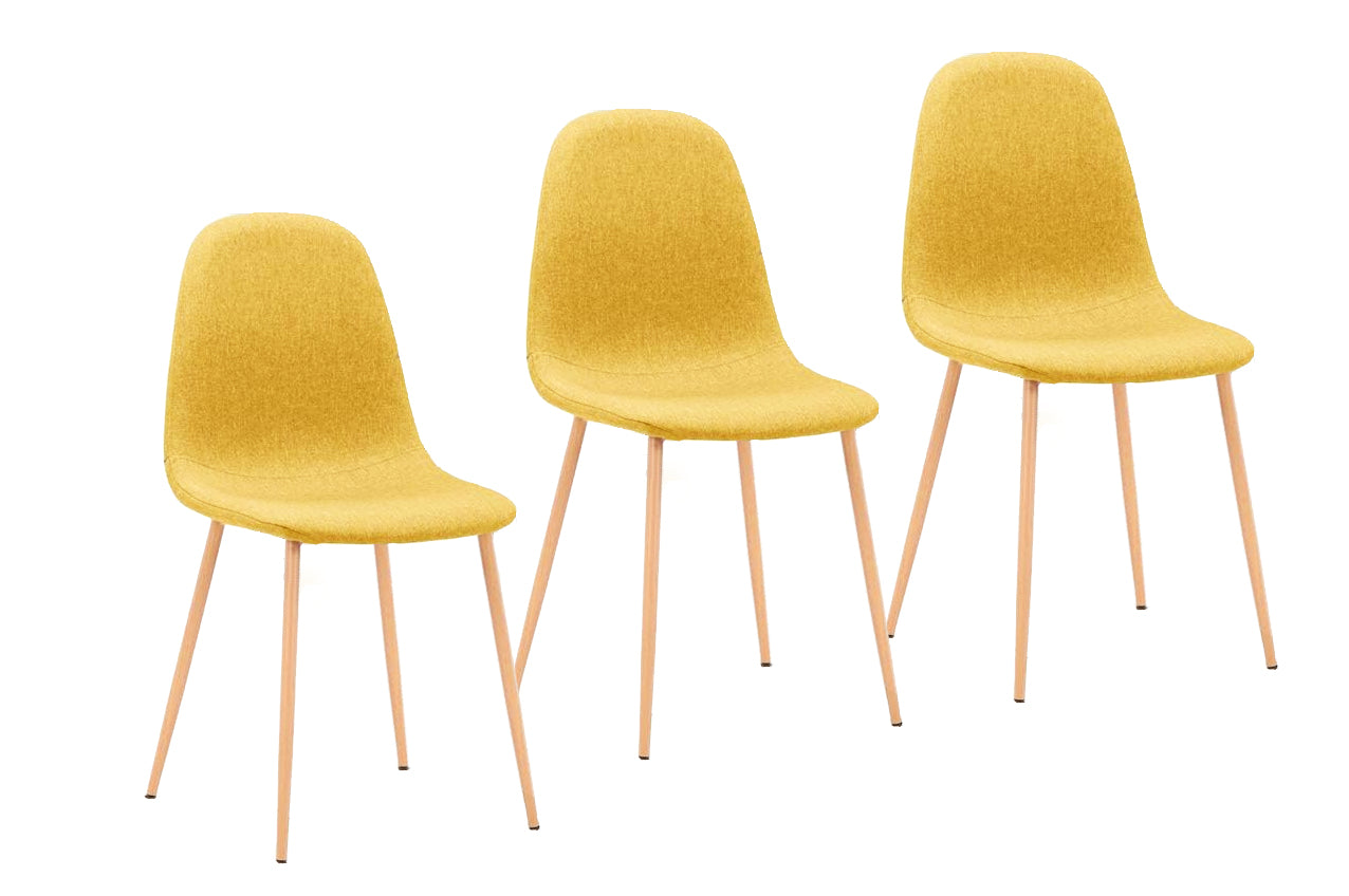 BNIB- Modern Dining Chairs,Fabric Cushion Chairs,Upholstered Kitchen Side Chairs with Wood Legs,Set of 3pcs