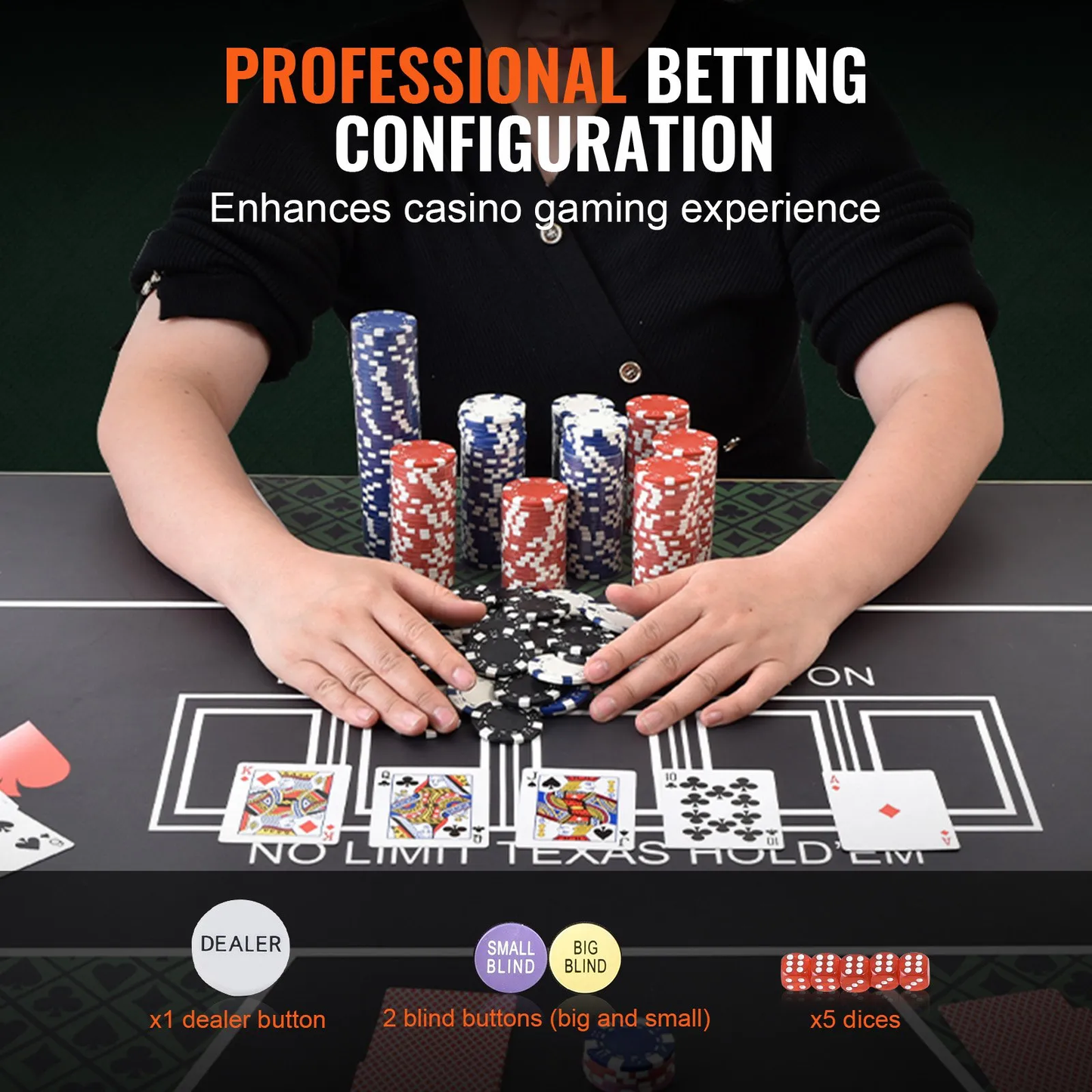 VEVOR Poker Chip Set, 300-Piece Poker Set, Complete Poker Playing Game Set with Aluminum Carrying Case,-$35