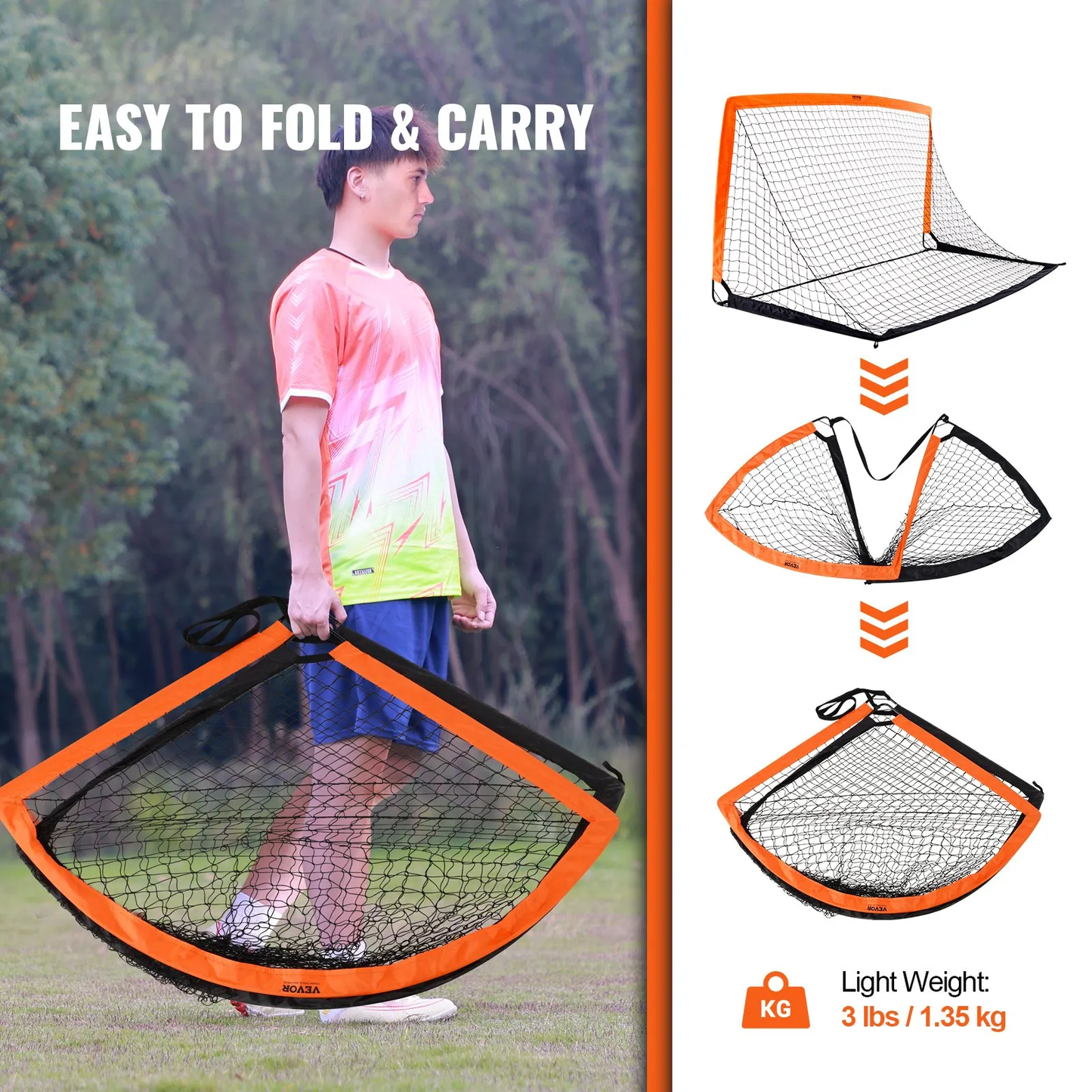 VEVOR Portable Soccer Goal, 6.5x3.25 ft Kids Backyard Soccer Net, Foldable Pop Up Practice Soccer Net,