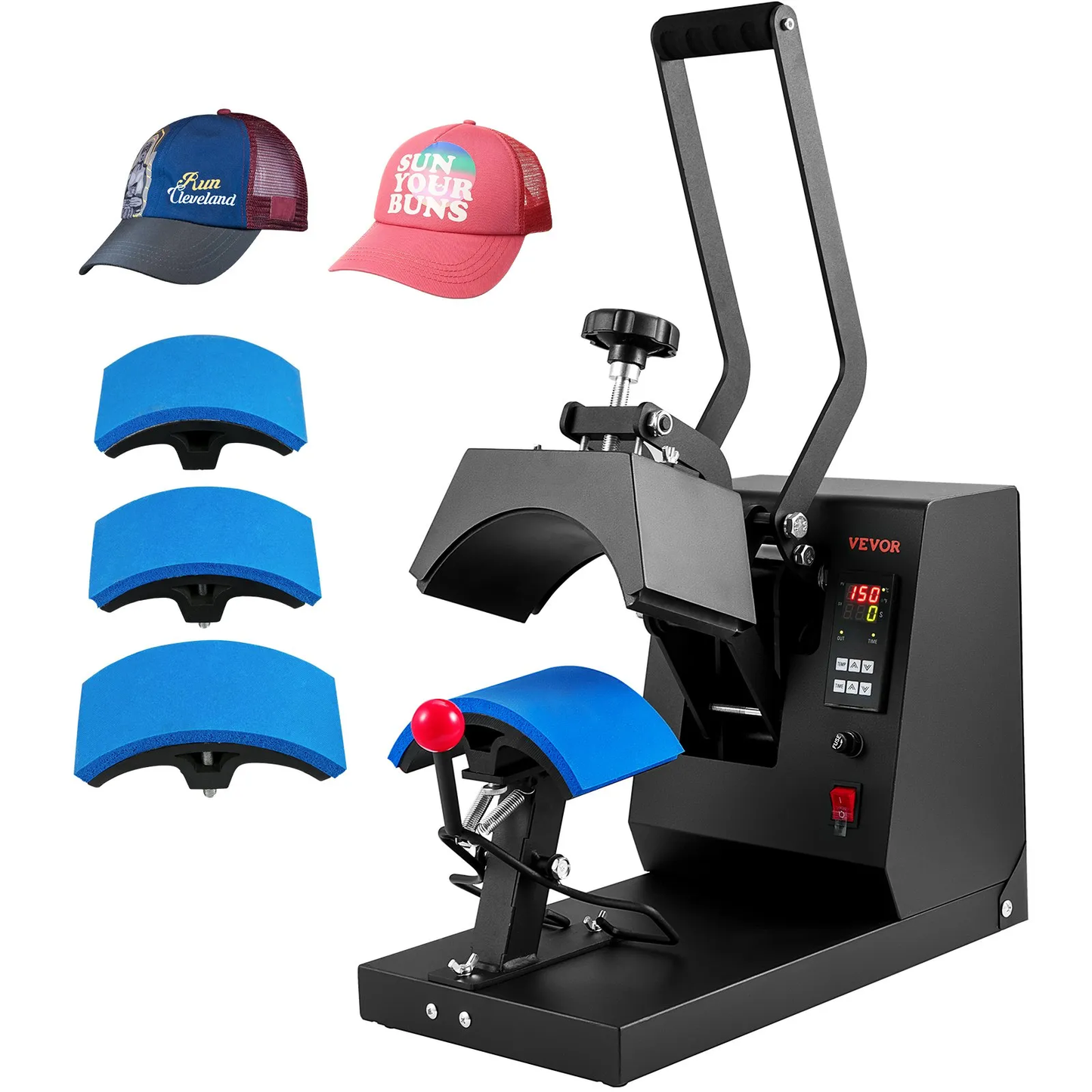 VEVOR Hat Heat Press, 4-in-1 Cap Heat Press Machine, 6 x 3in Clamshell Sublimation Transfer,-$120