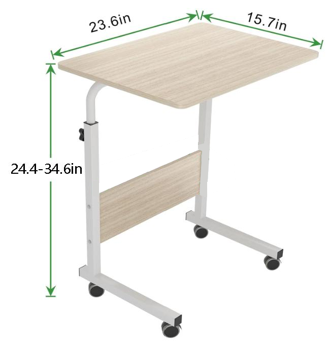 BNIB-Movable Side Table/Laptop Desk for Bed/Sofa, w/Adjustable Height & Lockable Wheels-Black Walnut