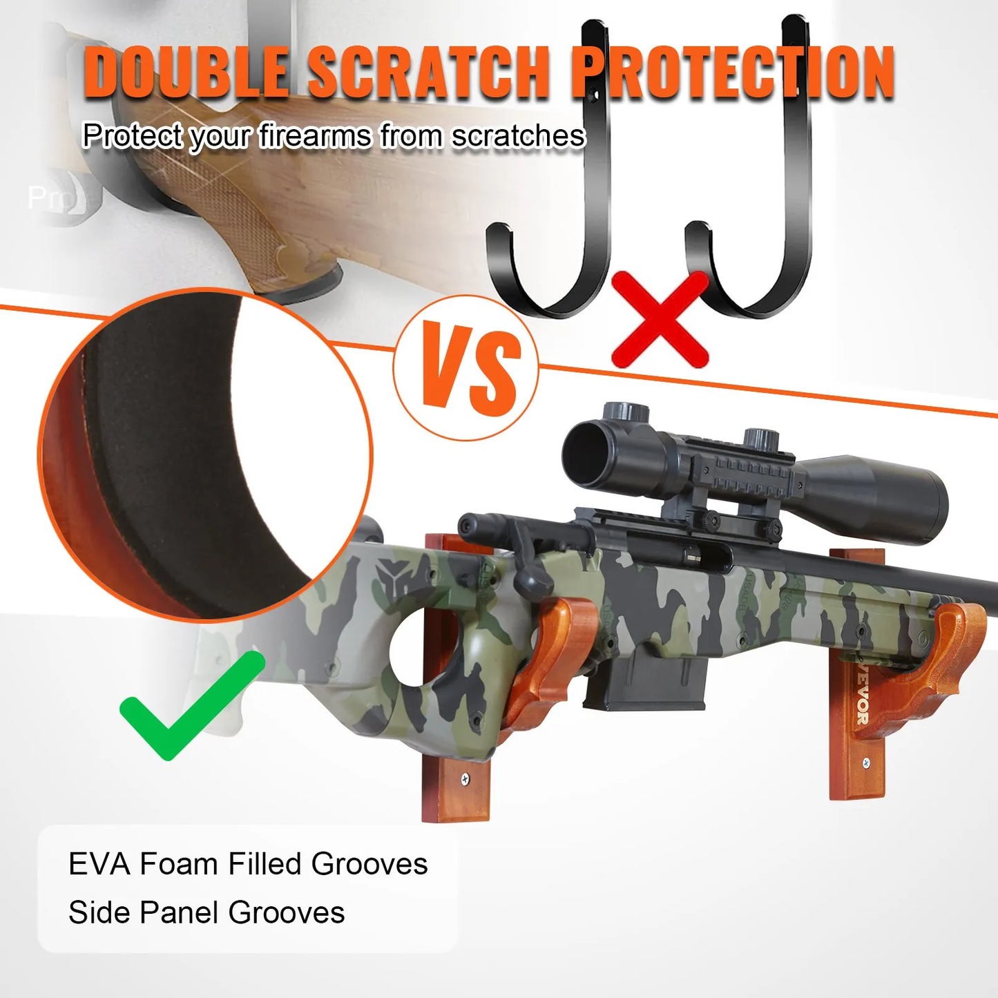 VEVOR Gun Rack Wall Mount, Horizontal Gun Rack and Shotgun Hooks, Single Gun Storage Display Rack,-$20