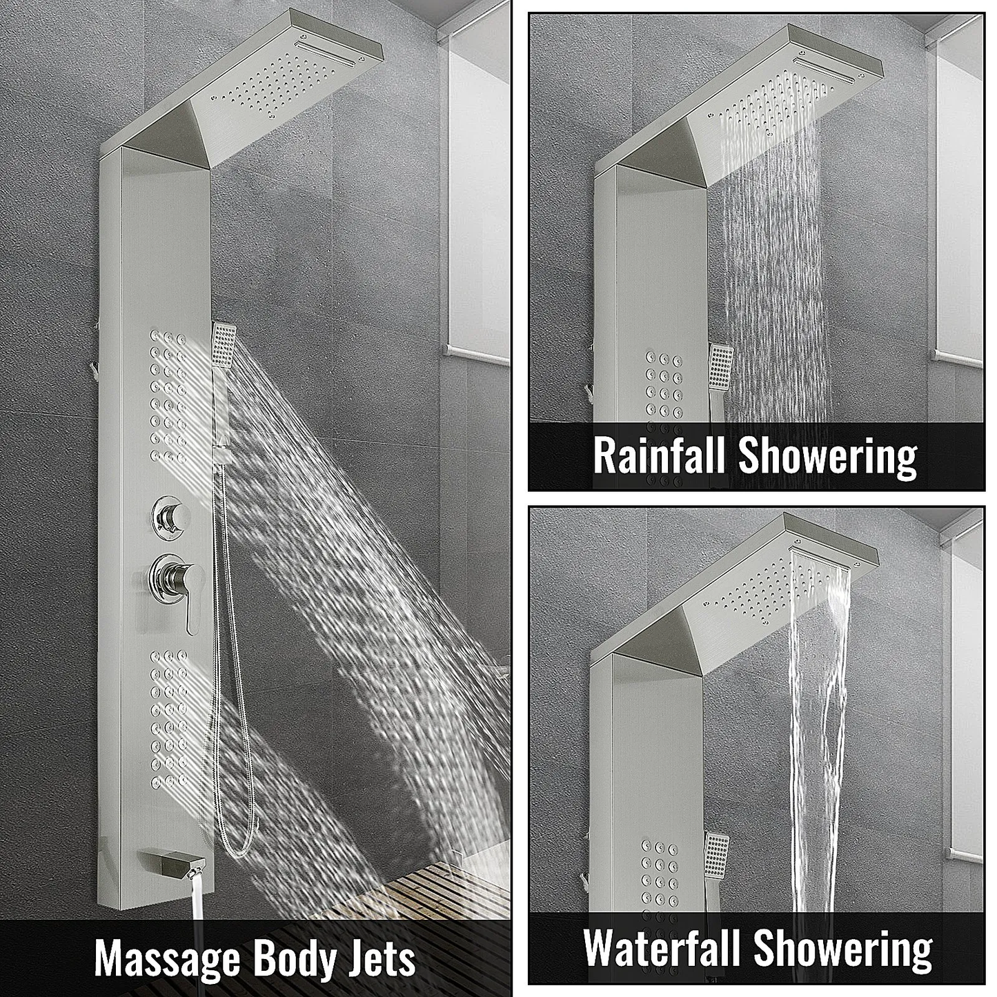 VEVOR Multi-function Shower Panel Tower System With Spout Rainfall Waterfall Massage,-$105