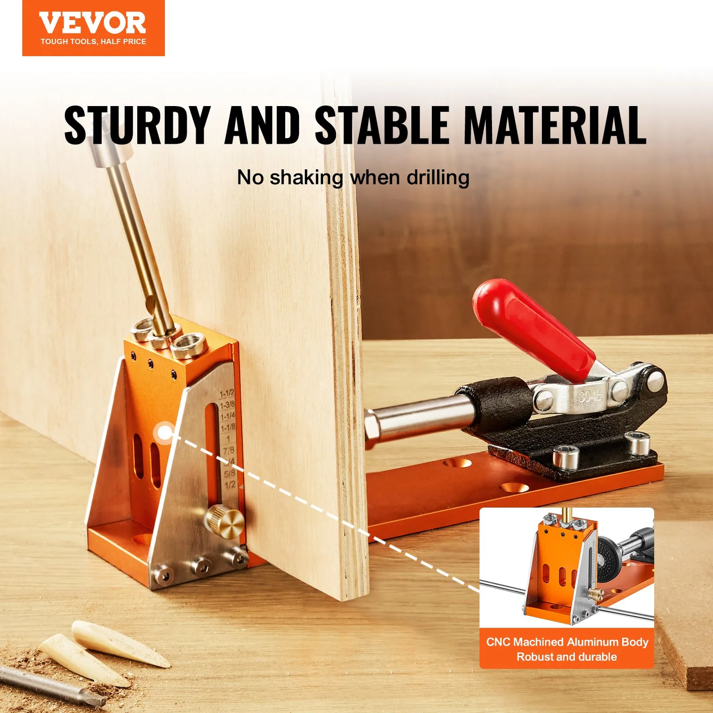 VEVOR Pocket Hole Jig Kit, 30 Pcs Adjustable and Easy to Use Pocket Hole Jig System with Step Drills,-$35