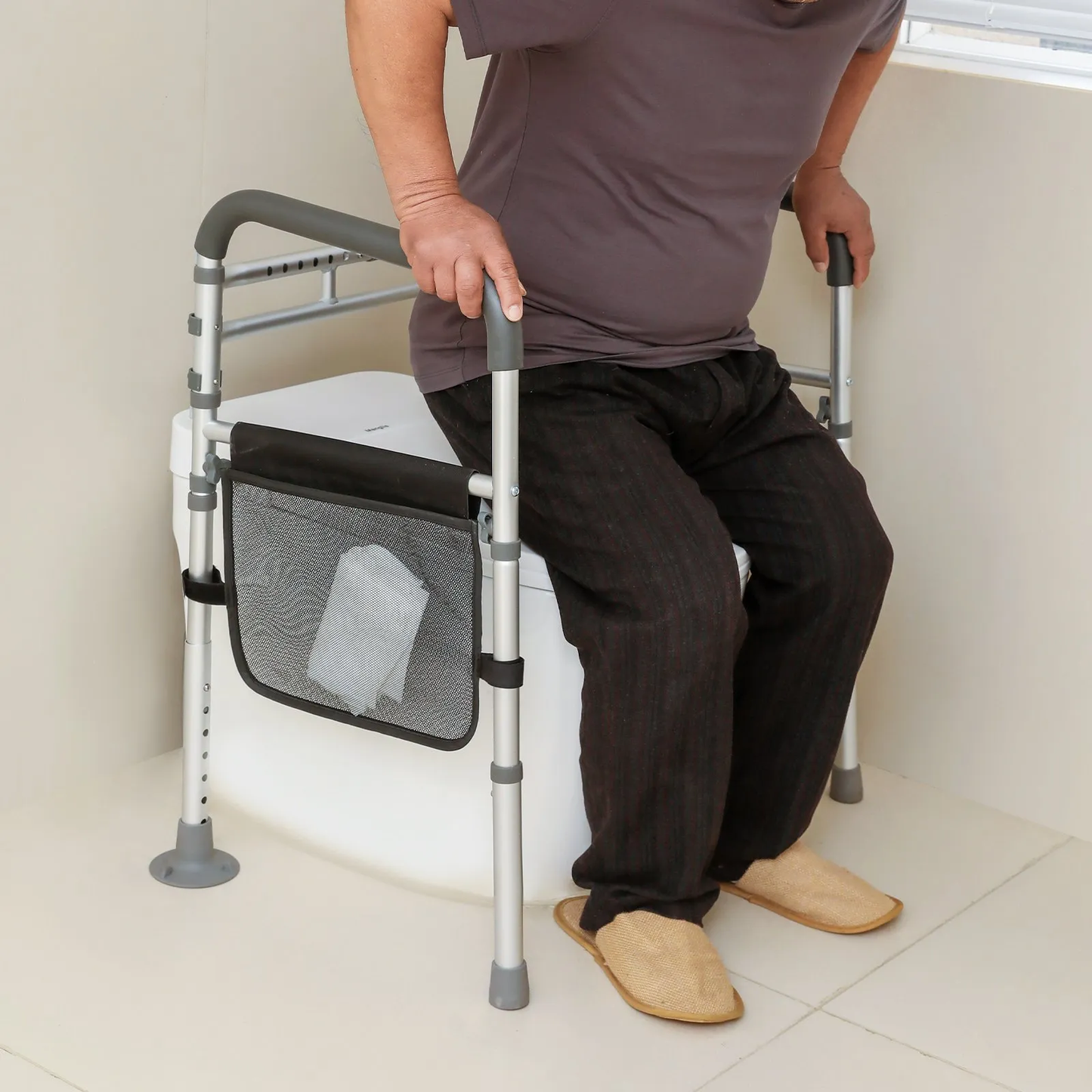 VEVOR Toilet Safety Rail, Folding Toilet Seat Frame, Adjustable Width & Height Fit Most Toilets,-$35