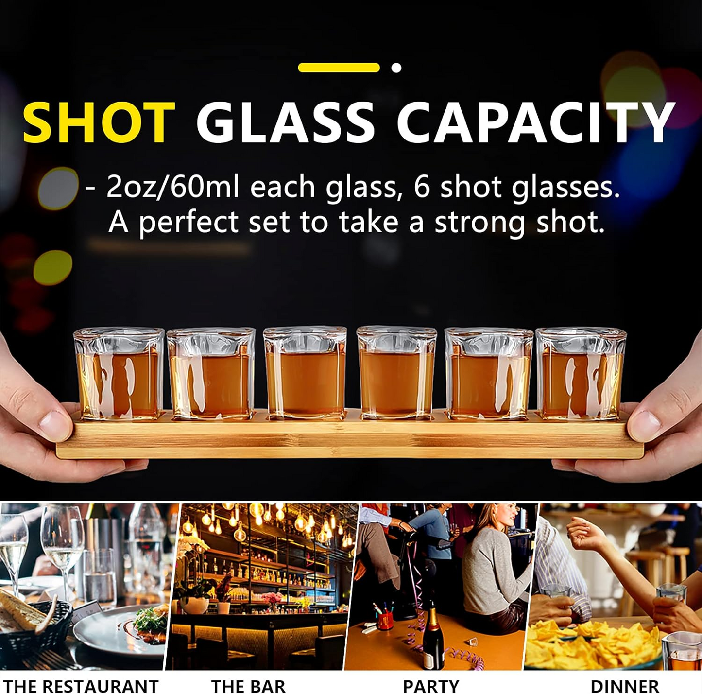 BNIB-Shot Glasses,2.2oz/6pcs set,Square Shot Glass,clear Glass Cups,$ 5/set (6pcs)