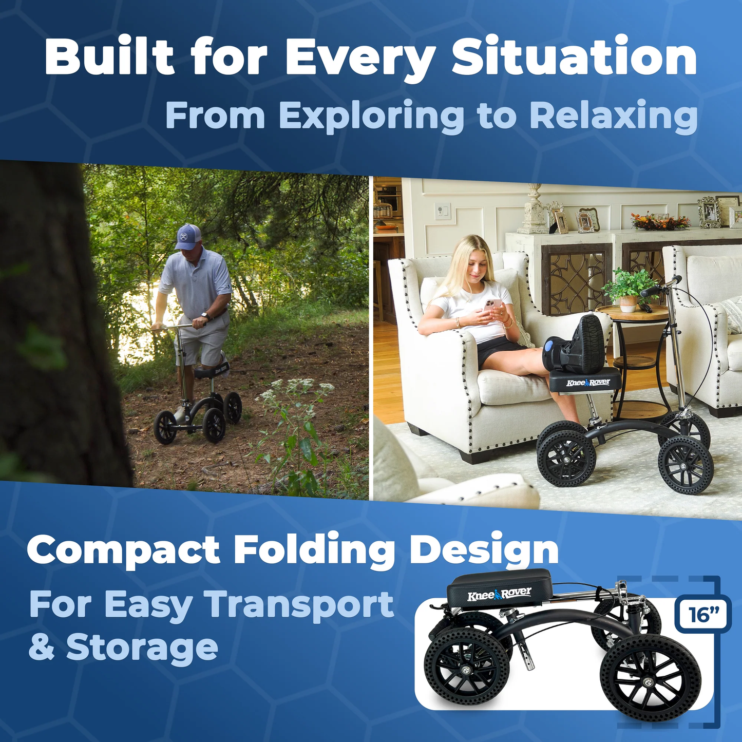 Brand New Knee Rover® Quad HC - All Terrain Knee Walker In Matte Black,-$200