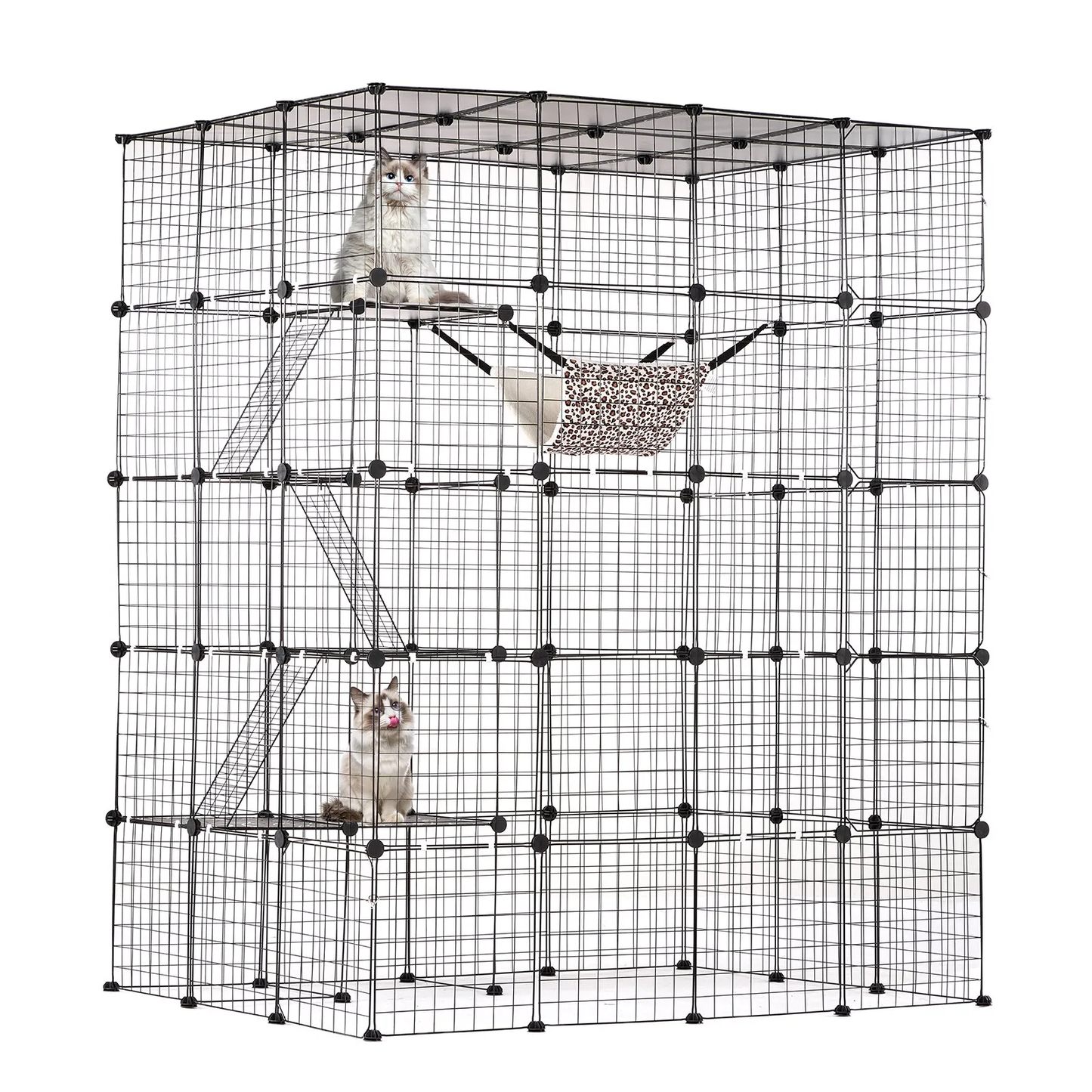 VEVOR Large 4-tier Cat Cage,Detachable Metal Wire,with 5 Front Doors Hammock Ramp ladders,-$130