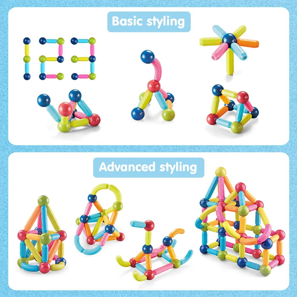 Magnetic Balls and Rods Set,64 PCS,Magnet Building Toys for Kids Ages 3-5,-$20