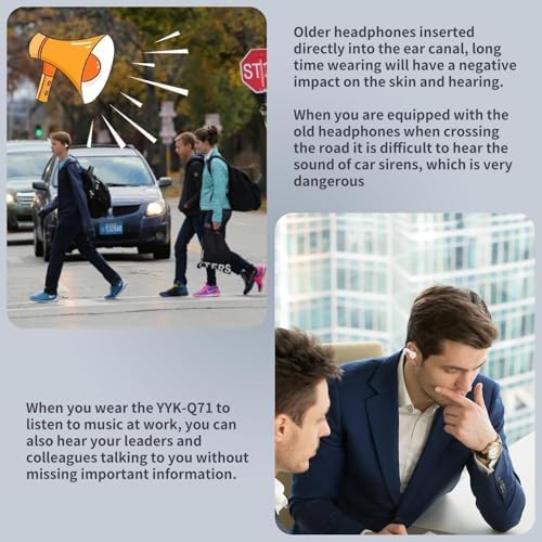 BNIB-Open Ear Clip Wireless Bone Conduction Earbuds, Built-in Microphone, Wireless Charging Case