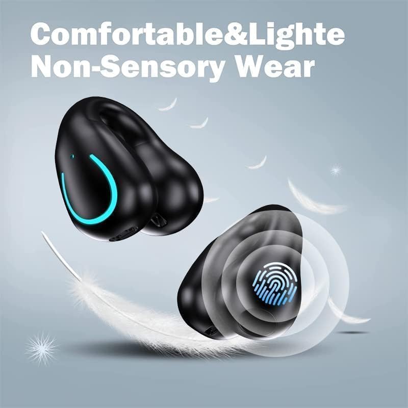 BNIB-Open Ear Clip Wireless Bone Conduction Earbuds, Built-in Microphone, Wireless Charging Case