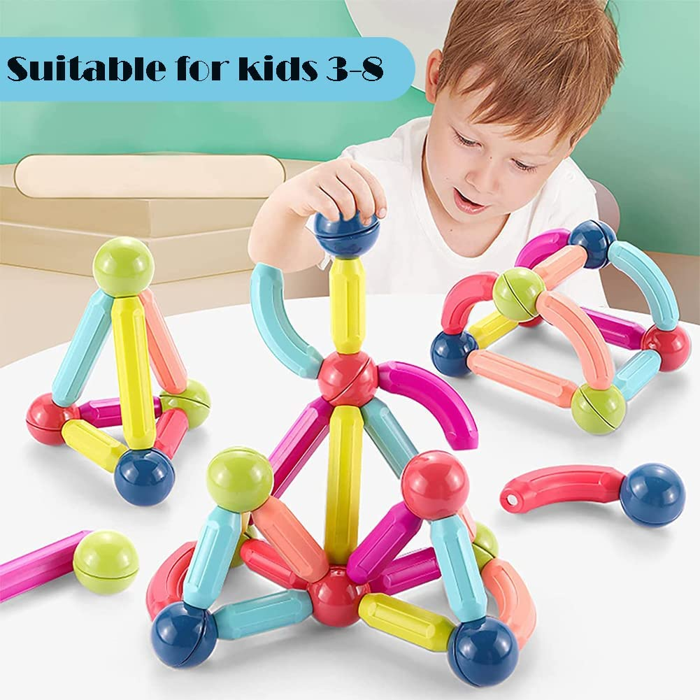 Magnetic Balls and Rods Set,64 PCS,Magnet Building Toys for Kids Ages 3-5,-$20