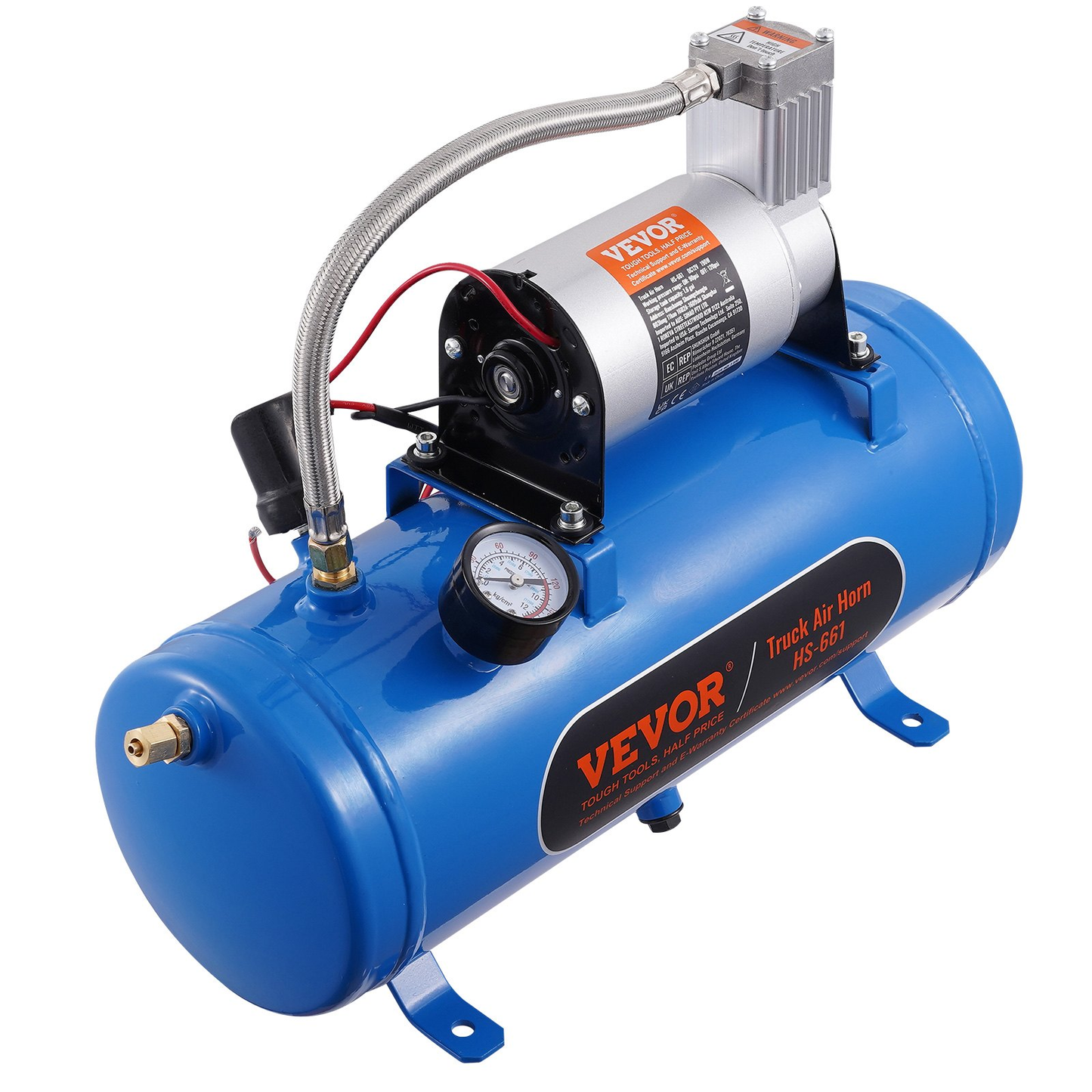 VEVOR 12V Air Compressor with Tank 1.6 Gallon/6 L, Train Horn Air Compressor, 120 psi Working Pressure,-$70