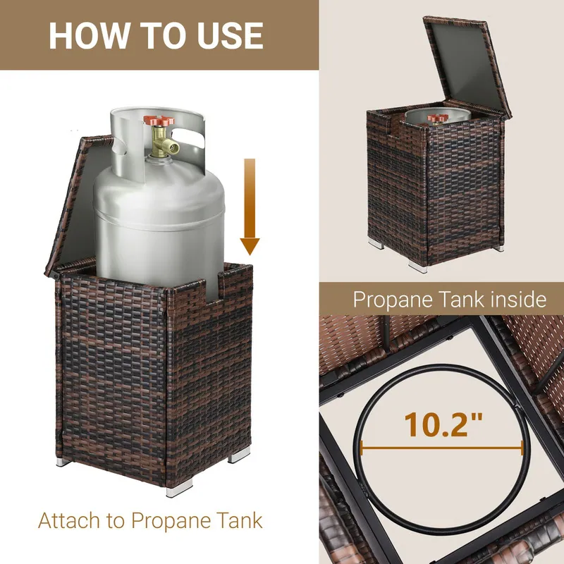 Brand New Patio Wicker Propane Tank Cover & Side Table,Coffee Table,-$120