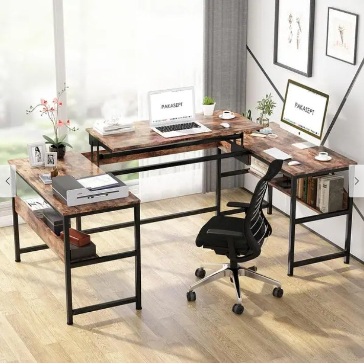 BNIB-U- Shaped Computer Desk with Lift Top, Work from Sitting to Standing