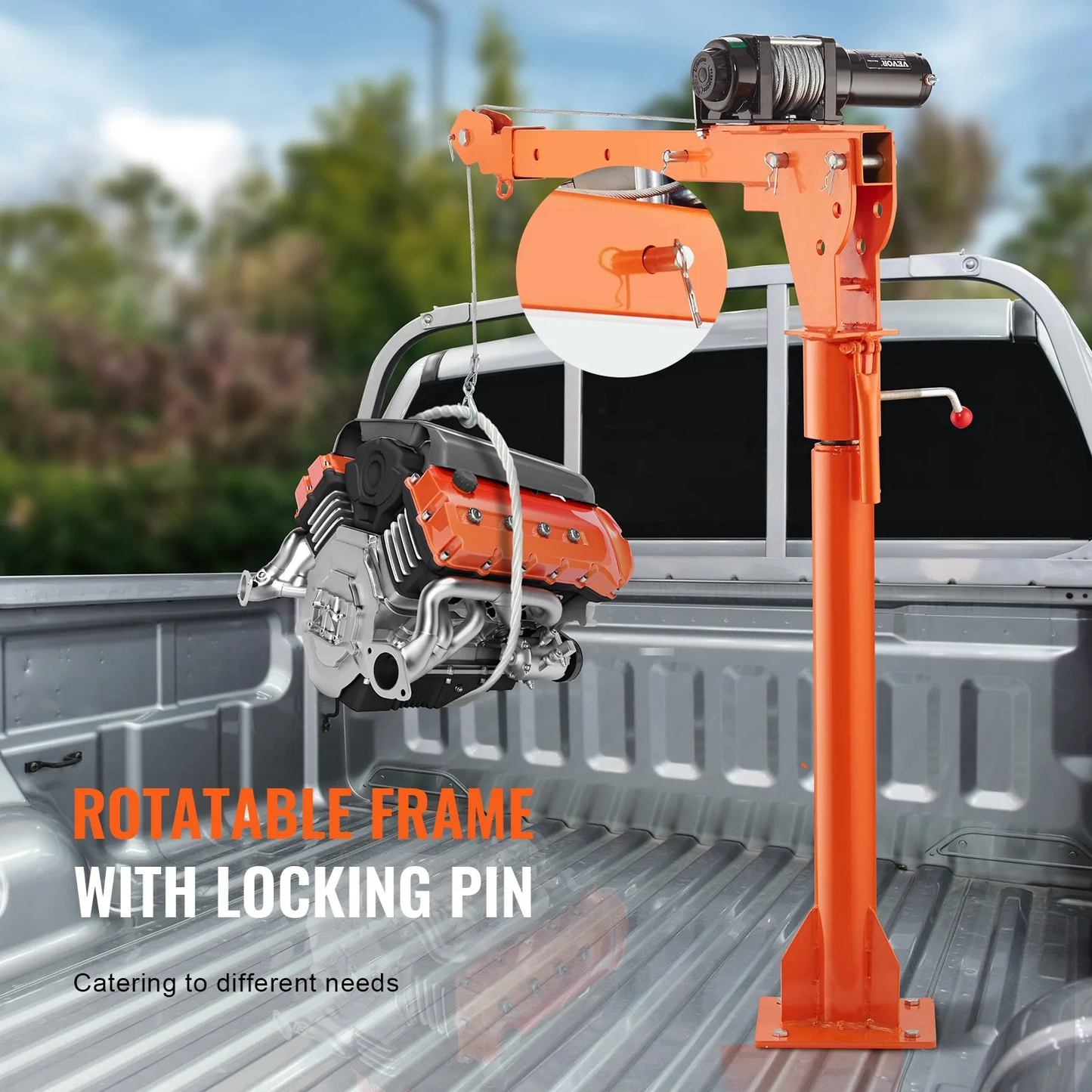 OPen Box VEVOR Electric Pickup Truck Crane, 1100 lbs Capacity, 360° Swivel, Truck Jib Crane Hoist,-$200